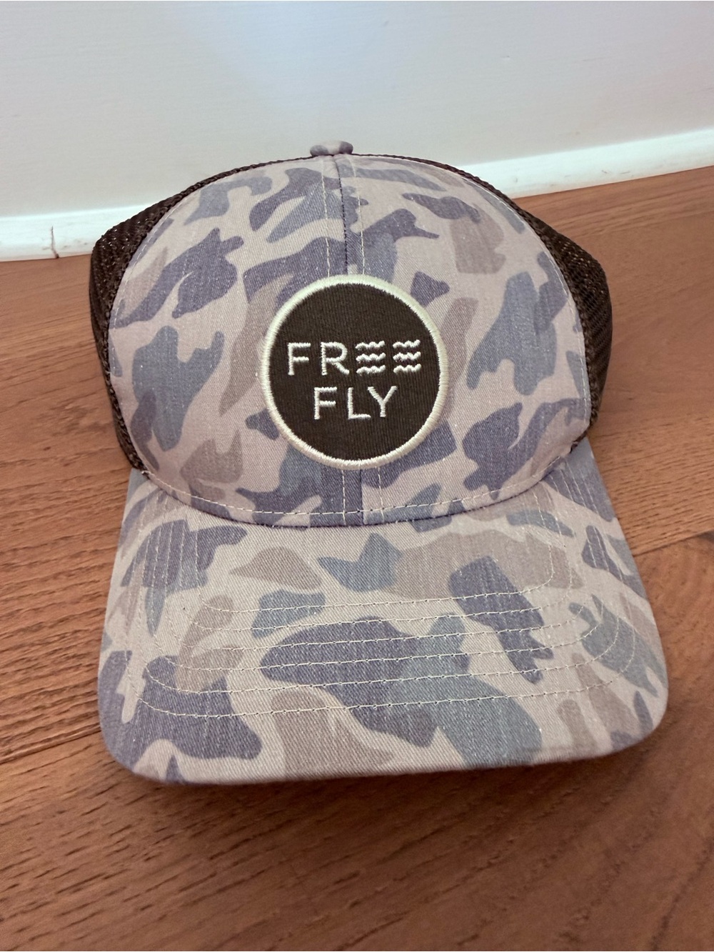 Free Fly Apparel Kids Camo Trucker Hat - Gray & Brown